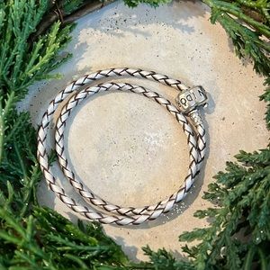 Gorgeous, white leather Pandora bracelet. Authentic.